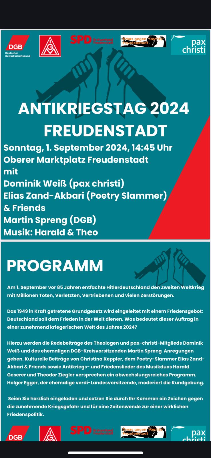 Antikriegstag Freudenstadt